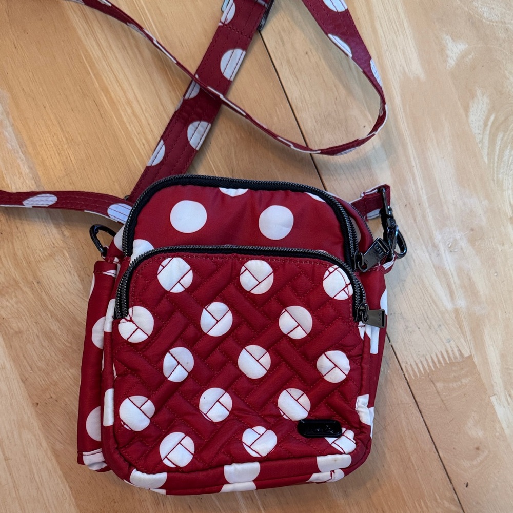 LUG Can Can 2 Red Polka Dot Crossbody Bag - Quilted Women’s Shoulder Bag Disney